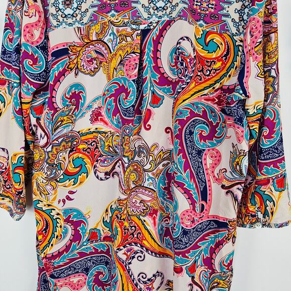 Fig & Flower Anthropologie Boho Paisley Tunic Dress Medium Colorful Spring Artsy - Picture 7 of 16